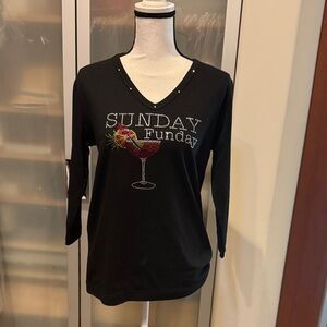 Chic Black Long Sleeve Top with Fun Graphic